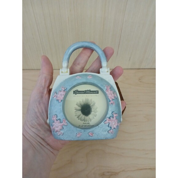 Special Moments Mini Picture Frame Purse Shape Textured Blue Gift Idea - Picture 3 of 8